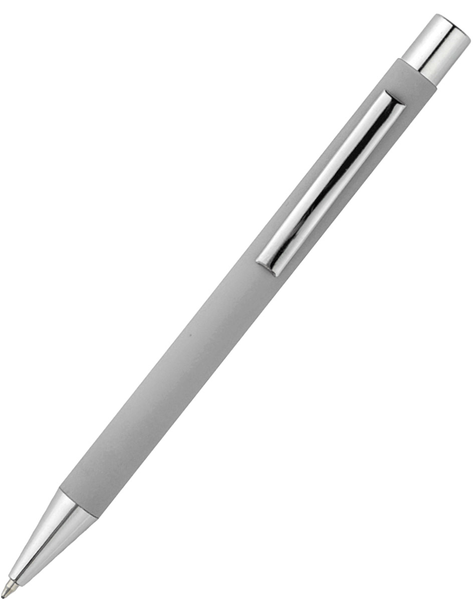 Ручка шариковая MAKS Soft Touch, серебристая