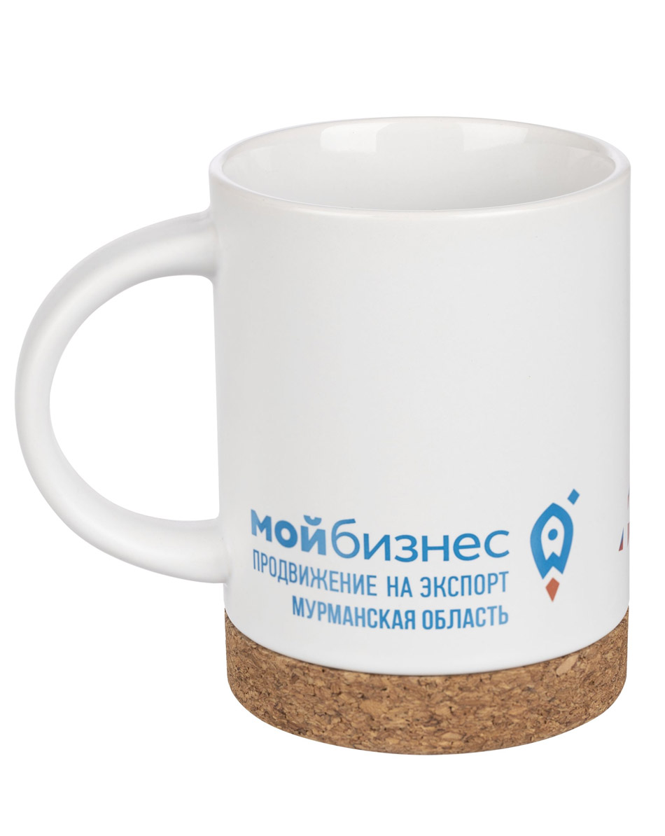 Кружка с пробковой подставкой Corky, белая