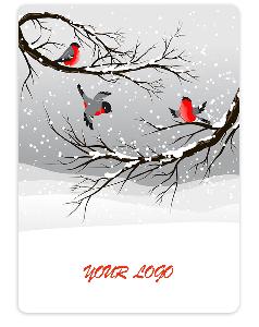 Флисовый плед - открытка новогодняя "Снегири" 100 * 140 см.