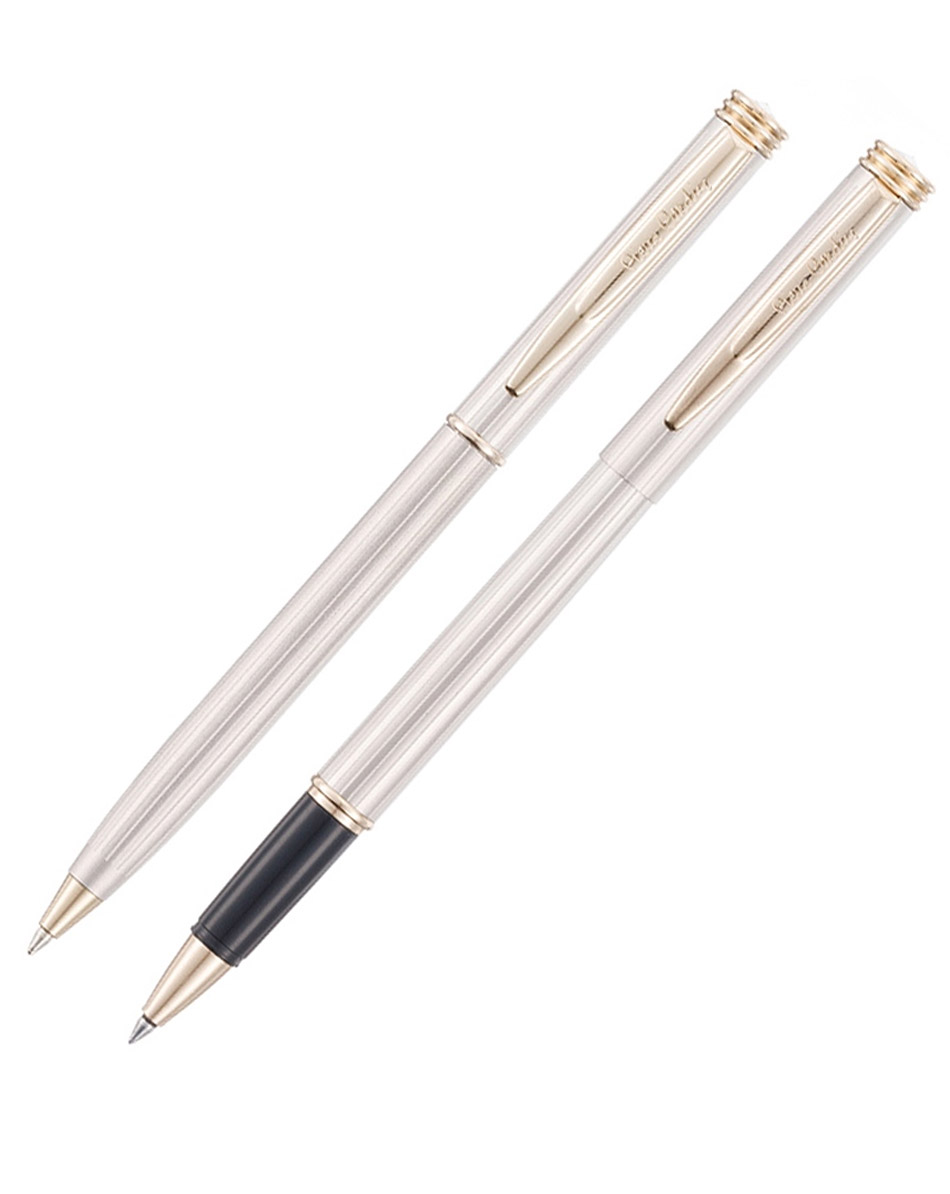 Набор Pierre Cardin «Pen and Pen»: ручка шариковая, ручка-роллер, серебристый/золотистый