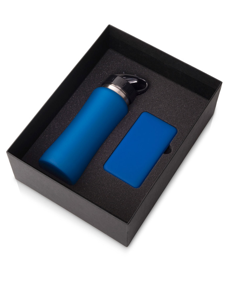 Подарочный набор «COLOR IT» с бутылкой для воды и повербанком, 10000 mAh, синий