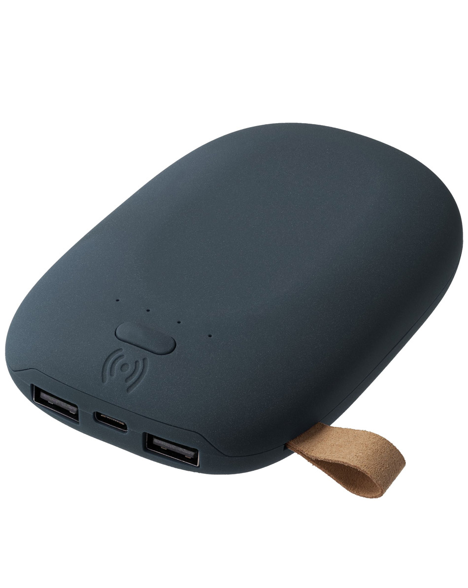 Аккумулятор с беспроводной зарядкой Pebble Wireless 9000 мАч, серо-синий