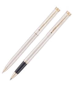 Набор Pierre Cardin «Pen and Pen»: ручка шариковая, ручка-роллер, серебристый/золотистый