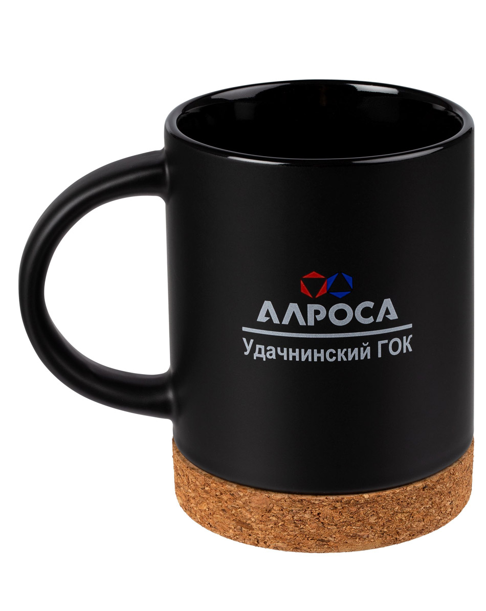 Кружка с пробковой подставкой Corky, черная