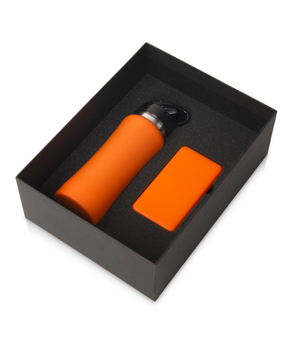 Подарочный набор «COLOR IT» с бутылкой для воды и повербанком, 10000 mAh, оранжевый