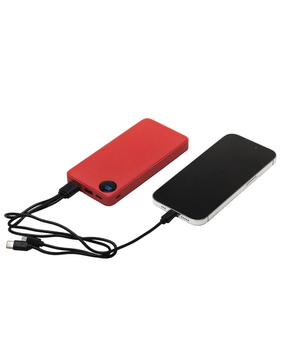 Внешний аккумулятор «Mild», металлик soft-touch, 10 000 mAh, красный