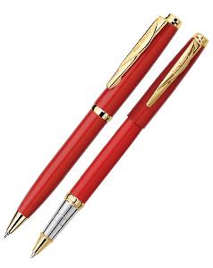 Набор Pierre Cardin «PEN & PEN»: ручка шариковая, ручка-роллер, красный/золотистый/серебристый