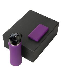 Подарочный набор «COLOR IT» с бутылкой для воды и повербанком, 10000 mAh, фиолетовый