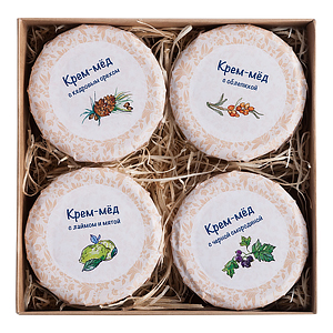 Набор с изысканным медом-муссом "Honey Cream", 4 вкуса