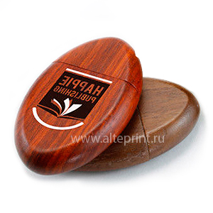 USB флешка деревянная "Эллипс" (красный, коричневый)