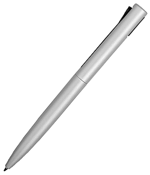 Ручка металлическая "Bevel", с необычным механизмом нажатия клипа, серая 