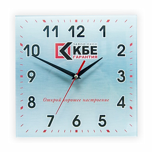 Стеклянные часы с логотипом квадратные 