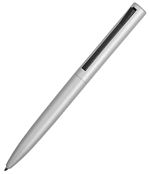 Ручка металлическая "Bevel", с необычным механизмом нажатия клипа, серая 